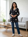Black Printed Casual Top