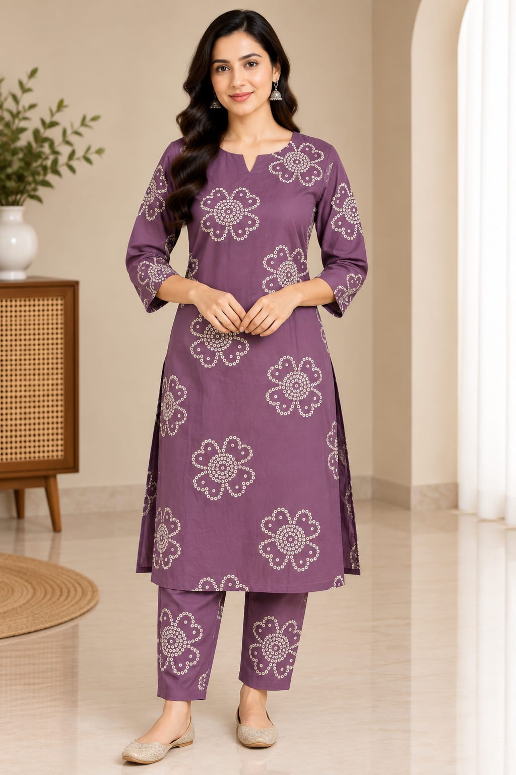 Women’s Purple Printed Kurta Set – Elegant Ethnic Wear