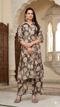 Ladies Cotton-Printed Long Tunic and Palazzo Co-ord Set